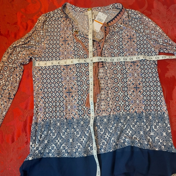 Vintage America Boho Blouse Top Medium blue pink - Picture 7 of 13